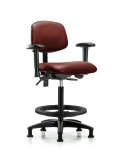 Vinyl Chair - High Bench Height with Adjustable Arms, Black Foot Ring, & Stationary Glides in Borscht Supernova Vinyl VHBCH-RG-T0-A1-BF-RG-8815