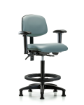 Vinyl Chair - High Bench Height with Adjustable Arms, Black Foot Ring, & Stationary Glides in Storm Supernova Vinyl VHBCH-RG-T0-A1-BF-RG-8822