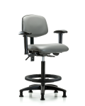 Vinyl Chair - High Bench Height with Adjustable Arms, Black Foot Ring, & Stationary Glides in Sterling Supernova Vinyl VHBCH-RG-T0-A1-BF-RG-8840