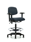 Vinyl Chair - High Bench Height with Adjustable Arms, Chrome Foot Ring, & Stationary Glides in Imperial Blue Trailblazer Vinyl VHBCH-RG-T0-A1-CF-RG-8582