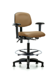 Vinyl Chair - High Bench Height with Adjustable Arms, Chrome Foot Ring, & Stationary Glides in Taupe Trailblazer Vinyl VHBCH-RG-T0-A1-CF-RG-8584