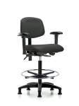 Vinyl Chair - High Bench Height with Adjustable Arms, Chrome Foot Ring, & Stationary Glides in Charcoal Trailblazer Vinyl VHBCH-RG-T0-A1-CF-RG-8605