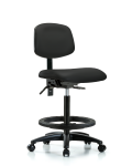 Vinyl Chair - High Bench Height with Seat Tilt, Black Foot Ring, & Casters in Black Trailblazer Vinyl VHBCH-RG-T1-A0-BF-RC-8540