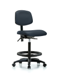Vinyl Chair - High Bench Height with Seat Tilt, Black Foot Ring, & Casters in Imperial Blue Trailblazer Vinyl VHBCH-RG-T1-A0-BF-RC-8582