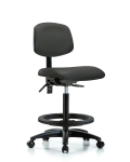 Vinyl Chair - High Bench Height with Seat Tilt, Black Foot Ring, & Casters in Charcoal Trailblazer Vinyl VHBCH-RG-T1-A0-BF-RC-8605