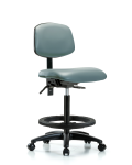 Vinyl Chair - High Bench Height with Seat Tilt, Black Foot Ring, & Casters in Storm Supernova Vinyl VHBCH-RG-T1-A0-BF-RC-8822