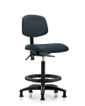 Vinyl Chair - High Bench Height with Seat Tilt, Black Foot Ring, & Stationary Glides in Imperial Blue Trailblazer Vinyl VHBCH-RG-T1-A0-BF-RG-8582