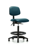 Vinyl Chair - High Bench Height with Seat Tilt, Black Foot Ring, & Stationary Glides in Marine Blue Supernova Vinyl VHBCH-RG-T1-A0-BF-RG-8801