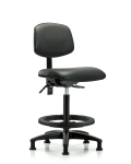 Vinyl Chair - High Bench Height with Seat Tilt, Black Foot Ring, & Stationary Glides in Carbon Supernova Vinyl VHBCH-RG-T1-A0-BF-RG-8823