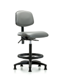 Vinyl Chair - High Bench Height with Seat Tilt, Black Foot Ring, & Stationary Glides in Sterling Supernova Vinyl VHBCH-RG-T1-A0-BF-RG-8840
