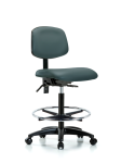 Vinyl Chair - High Bench Height with Seat Tilt, Chrome Foot Ring, & Casters in Colonial Blue Trailblazer Vinyl VHBCH-RG-T1-A0-CF-RC-8546