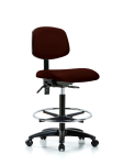 Vinyl Chair - High Bench Height with Seat Tilt, Chrome Foot Ring, & Casters in Burgundy Trailblazer Vinyl VHBCH-RG-T1-A0-CF-RC-8569
