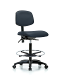 Vinyl Chair - High Bench Height with Seat Tilt, Chrome Foot Ring, & Casters in Imperial Blue Trailblazer Vinyl VHBCH-RG-T1-A0-CF-RC-8582
