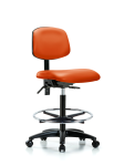 Vinyl Chair - High Bench Height with Seat Tilt, Chrome Foot Ring, & Casters in Orange Kist Trailblazer Vinyl VHBCH-RG-T1-A0-CF-RC-8613