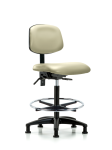 Vinyl Chair - High Bench Height with Seat Tilt, Chrome Foot Ring, & Stationary Glides in Adobe White Trailblazer Vinyl VHBCH-RG-T1-A0-CF-RG-8501