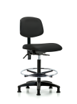 Vinyl Chair - High Bench Height with Seat Tilt, Chrome Foot Ring, & Stationary Glides in Black Trailblazer Vinyl VHBCH-RG-T1-A0-CF-RG-8540