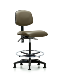 Vinyl Chair - High Bench Height with Seat Tilt, Chrome Foot Ring, & Stationary Glides in Taupe Supernova Vinyl VHBCH-RG-T1-A0-CF-RG-8809