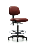 Vinyl Chair - High Bench Height with Seat Tilt, Chrome Foot Ring, & Stationary Glides in Borscht Supernova Vinyl VHBCH-RG-T1-A0-CF-RG-8815