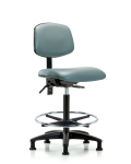 Vinyl Chair - High Bench Height with Seat Tilt, Chrome Foot Ring, & Stationary Glides in Storm Supernova Vinyl VHBCH-RG-T1-A0-CF-RG-8822