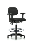Vinyl Chair - High Bench Height with Seat Tilt, Adjustable Arms, Chrome Foot Ring, & Stationary Glides in Black Trailblazer Vinyl VHBCH-RG-T1-A1-CF-RG-8540