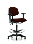 Vinyl Chair - High Bench Height with Seat Tilt, Adjustable Arms, Chrome Foot Ring, & Stationary Glides in Burgundy Trailblazer Vinyl VHBCH-RG-T1-A1-CF-RG-8569