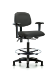 Vinyl Chair - High Bench Height with Seat Tilt, Adjustable Arms, Chrome Foot Ring, & Stationary Glides in Charcoal Trailblazer Vinyl VHBCH-RG-T1-A1-CF-RG-8605