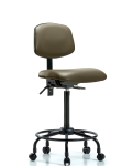 Vinyl Chair - High Bench Height with Round Tube Base & Casters in Taupe Supernova Vinyl VHBCH-RT-T0-A0-RC-8809