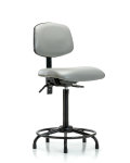 Vinyl Chair - High Bench Height with Round Tube Base & Stationary Glides in Dove Trailblazer Vinyl VHBCH-RT-T0-A0-RG-8567