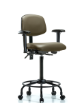 Vinyl Chair - High Bench Height with Round Tube Base, Adjustable Arms, & Casters in Taupe Supernova Vinyl VHBCH-RT-T0-A1-RC-8809