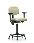 Vinyl Chair - High Bench Height with Round Tube Base, Adjustable Arms, & Stationary Glides in Adobe White Trailblazer Vinyl VHBCH-RT-T0-A1-RG-8501