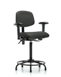 Vinyl Chair - High Bench Height with Round Tube Base, Adjustable Arms, & Stationary Glides in Charcoal Trailblazer Vinyl VHBCH-RT-T0-A1-RG-8605