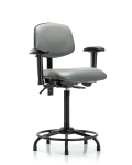 Vinyl Chair - High Bench Height with Round Tube Base, Adjustable Arms, & Stationary Glides in Sterling Supernova Vinyl VHBCH-RT-T0-A1-RG-8840