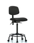 Vinyl Chair - High Bench Height with Round Tube Base, Seat Tilt, & Casters in Black Trailblazer Vinyl VHBCH-RT-T1-A0-RC-8540