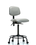 Vinyl Chair - High Bench Height with Round Tube Base, Seat Tilt, & Casters in Dove Trailblazer Vinyl VHBCH-RT-T1-A0-RC-8567