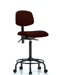 Vinyl Chair - High Bench Height with Round Tube Base, Seat Tilt, & Casters in Burgundy Trailblazer Vinyl VHBCH-RT-T1-A0-RC-8569