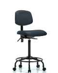 Vinyl Chair - High Bench Height with Round Tube Base, Seat Tilt, & Casters in Imperial Blue Trailblazer Vinyl VHBCH-RT-T1-A0-RC-8582