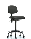 Vinyl Chair - High Bench Height with Round Tube Base, Seat Tilt, & Casters in Charcoal Trailblazer Vinyl VHBCH-RT-T1-A0-RC-8605
