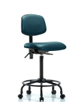 Vinyl Chair - High Bench Height with Round Tube Base, Seat Tilt, & Casters in Marine Blue Supernova Vinyl VHBCH-RT-T1-A0-RC-8801