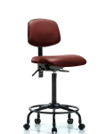 Vinyl Chair - High Bench Height with Round Tube Base, Seat Tilt, & Casters in Borscht Supernova Vinyl VHBCH-RT-T1-A0-RC-8815