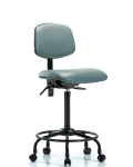 Vinyl Chair - High Bench Height with Round Tube Base, Seat Tilt, & Casters in Storm Supernova Vinyl VHBCH-RT-T1-A0-RC-8822