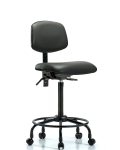 Vinyl Chair - High Bench Height with Round Tube Base, Seat Tilt, & Casters in Carbon Supernova Vinyl VHBCH-RT-T1-A0-RC-8823