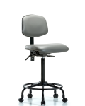Vinyl Chair - High Bench Height with Round Tube Base, Seat Tilt, & Casters in Sterling Supernova Vinyl VHBCH-RT-T1-A0-RC-8840
