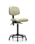 Vinyl Chair - High Bench Height with Round Tube Base, Seat Tilt, & Stationary Glides in Adobe White Trailblazer Vinyl VHBCH-RT-T1-A0-RG-8501
