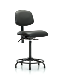 Vinyl Chair - High Bench Height with Round Tube Base, Seat Tilt, & Stationary Glides in Carbon Supernova Vinyl VHBCH-RT-T1-A0-RG-8823