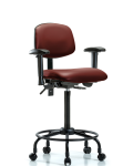 Vinyl Chair - High Bench Height with Round Tube Base, Seat Tilt, Adjustable Arms, & Casters in Borscht Supernova Vinyl VHBCH-RT-T1-A1-RC-8815