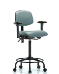 Vinyl Chair - High Bench Height with Round Tube Base, Seat Tilt, Adjustable Arms, & Casters in Storm Supernova Vinyl VHBCH-RT-T1-A1-RC-8822