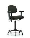 Vinyl Chair - High Bench Height with Round Tube Base, Seat Tilt, Adjustable Arms, & Stationary Glides in Black Trailblazer Vinyl VHBCH-RT-T1-A1-RG-8540