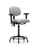 Vinyl Chair - High Bench Height with Round Tube Base, Seat Tilt, Adjustable Arms, & Stationary Glides in Dove Trailblazer Vinyl VHBCH-RT-T1-A1-RG-8567