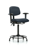 Vinyl Chair - High Bench Height with Round Tube Base, Seat Tilt, Adjustable Arms, & Stationary Glides in Imperial Blue Trailblazer Vinyl VHBCH-RT-T1-A1-RG-8582