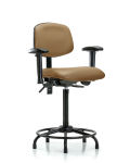 Vinyl Chair - High Bench Height with Round Tube Base, Seat Tilt, Adjustable Arms, & Stationary Glides in Taupe Trailblazer Vinyl VHBCH-RT-T1-A1-RG-8584